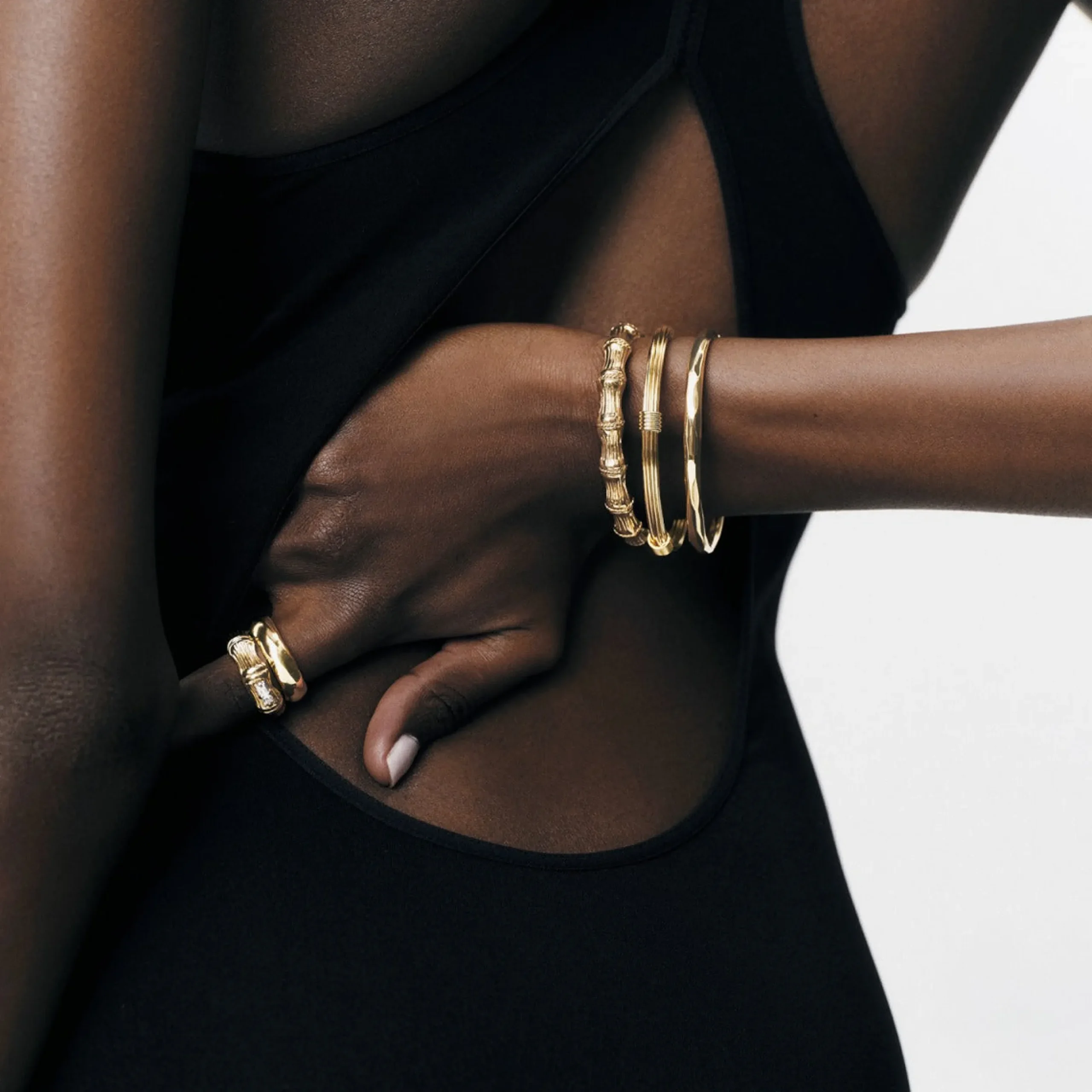Bague Bambou jonc strass
