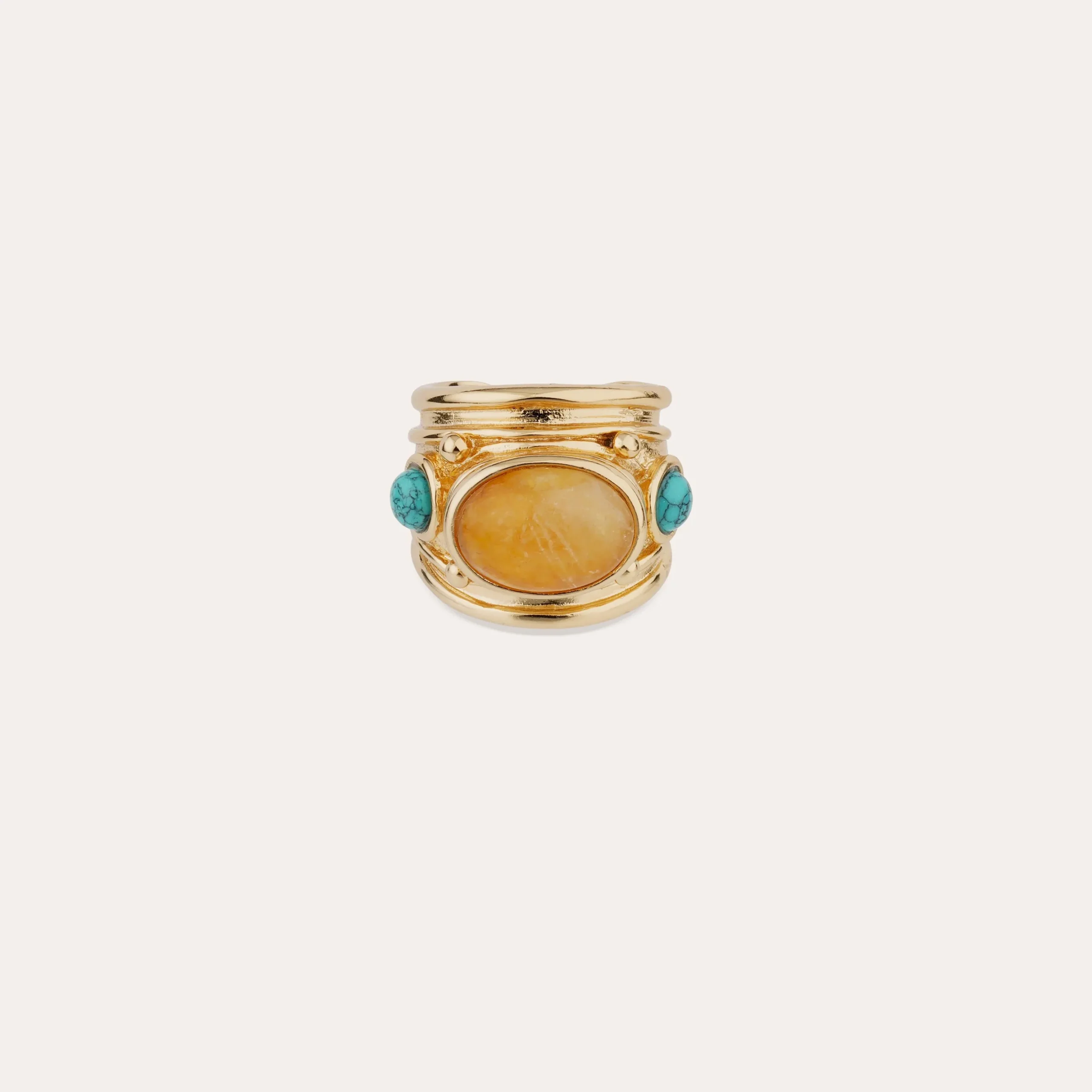 Bague Simone - Hématoide jaune & Turquoise
