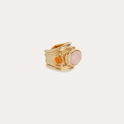 Bague Simone - Quartz rose & Cornaline