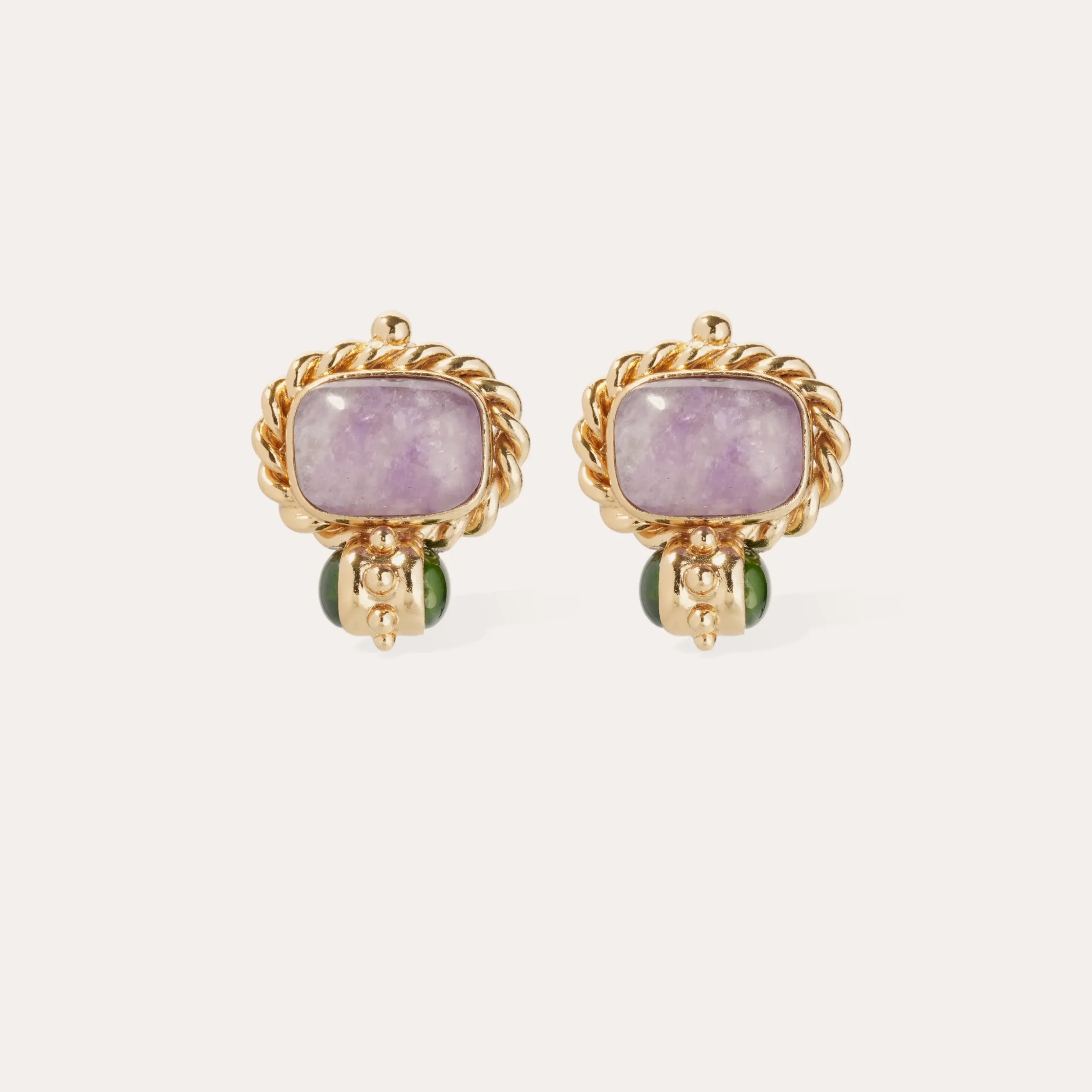 Boucles d'oreilles Amarante cabochons - Améthyste