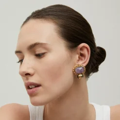 Boucles d'oreilles Amarante cabochons - Améthyste