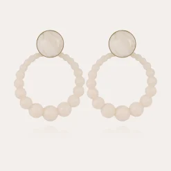 Boucles d'oreilles Andy grand modèle acétate - Blanc