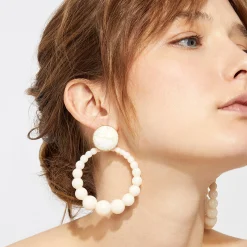 Boucles d'oreilles Andy grand modèle acétate - Blanc