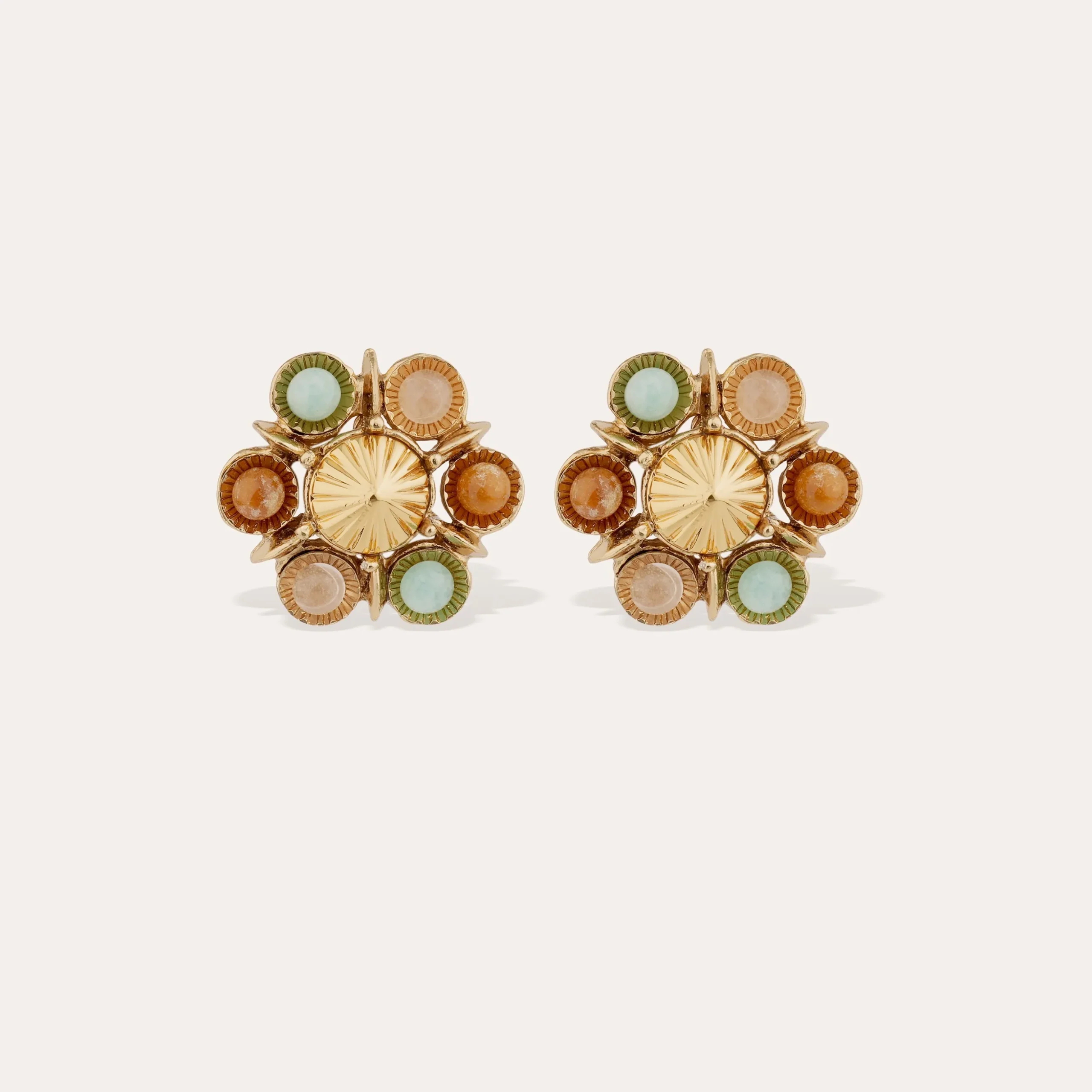 Boucles d'oreilles Augusta - Amazonite & Quartz Rose