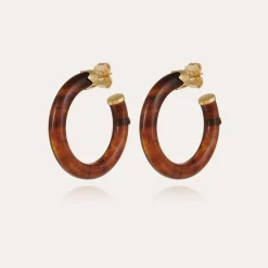 Boucles d'oreilles Caftan petit modèle acétate - Marron