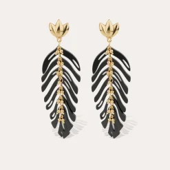 Boucles d'oreilles Cavallo acétate - Noir