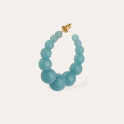 Boucles d'oreilles créoles Andy petit modèle acétate - Bleu