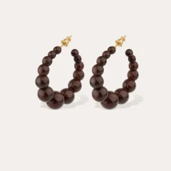 Boucles d'oreilles créoles Andy petit modèle acétate - Marron