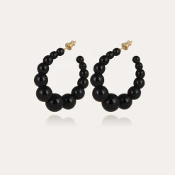 Boucles d'oreilles créoles Andy petit modèle acétate - Noir