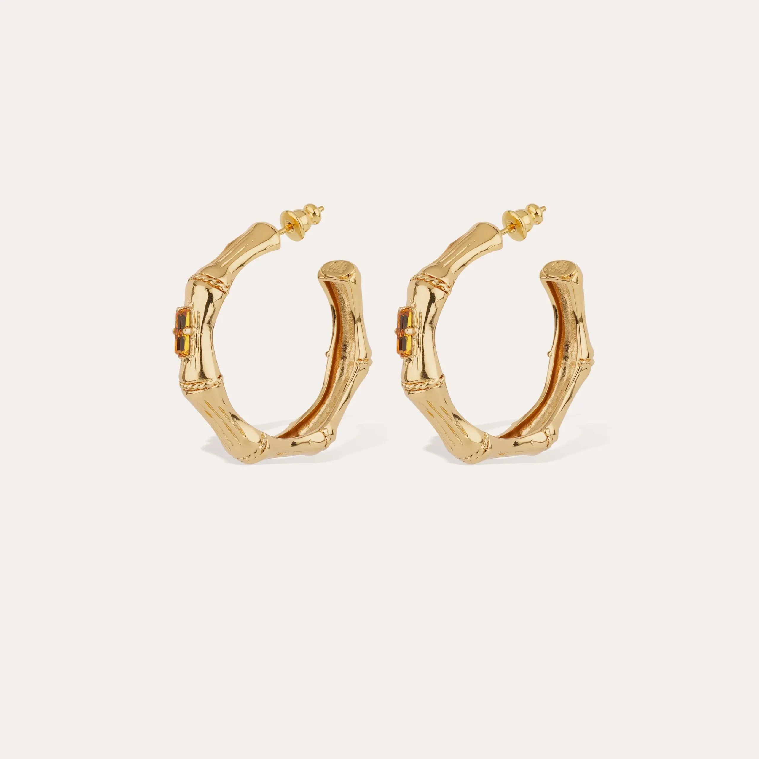 Boucles d'oreilles créoles Bambou strass petit modèle