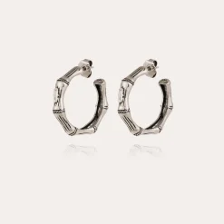 Boucles d'oreilles créoles Bambou strass petit modèle