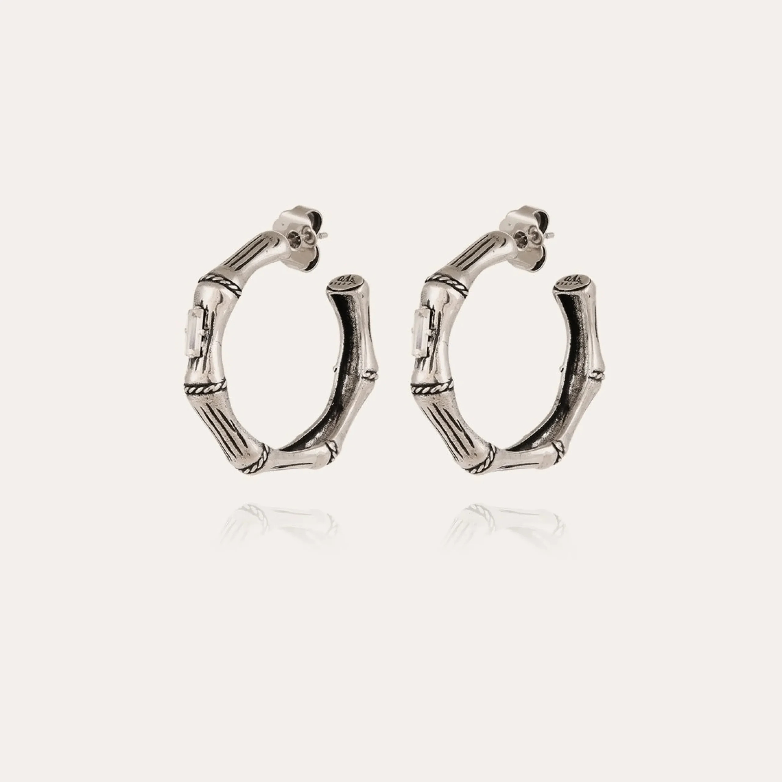 Boucles d'oreilles créoles Bambou strass petit modèle