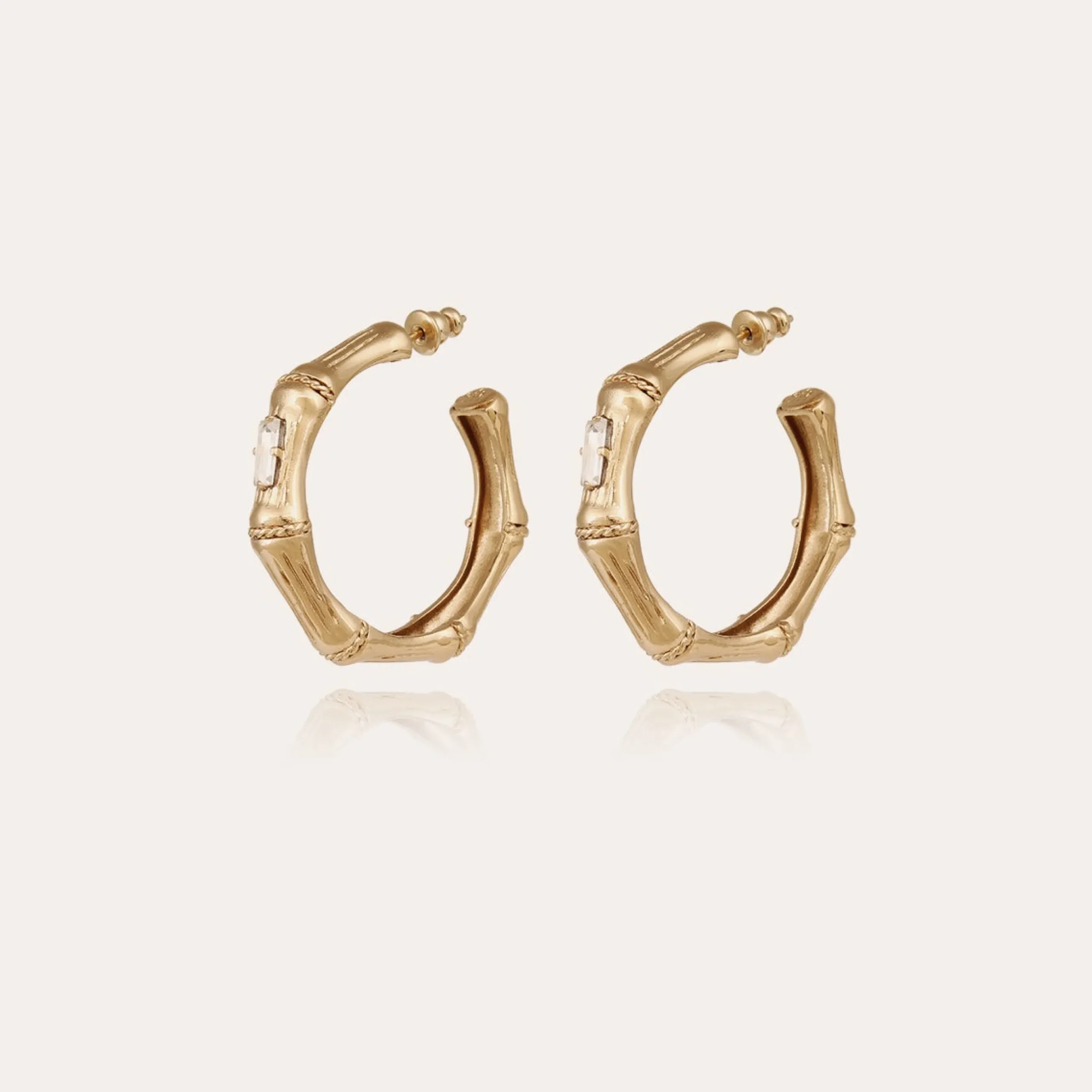 Boucles d'oreilles créoles Bambou strass petit modèle