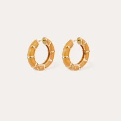 Boucles d'oreilles créoles Bambou émail