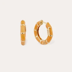 Boucles d'oreilles créoles Bambou émail