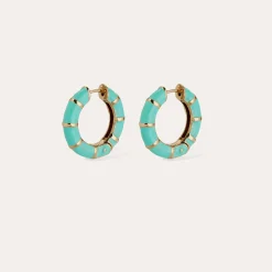 Boucles d'oreilles créoles Bambou émail mini
