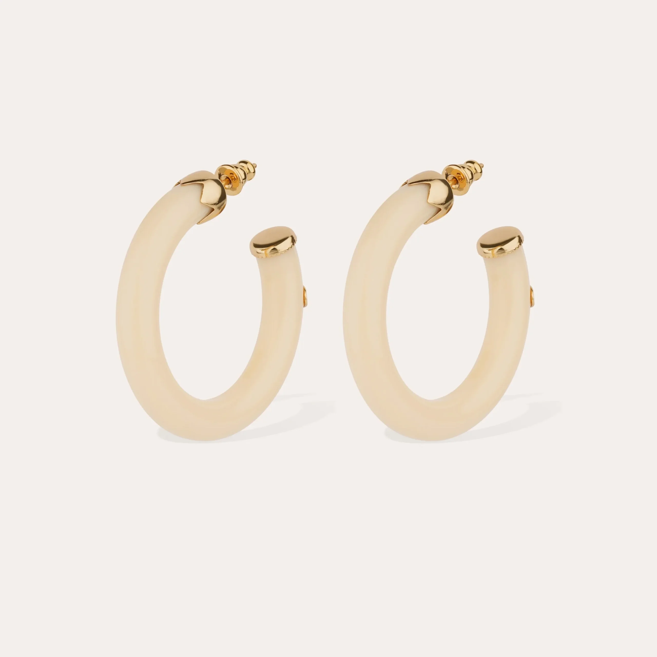 Boucles d'oreilles créoles Caftan petit modèle acétate - Ivoire