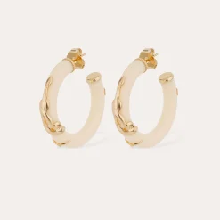 Boucles d'oreilles créoles Cobra petit modèle acétate - Ivoire