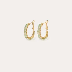 Boucles d'oreilles Créoles Lyre - Calcite bleue