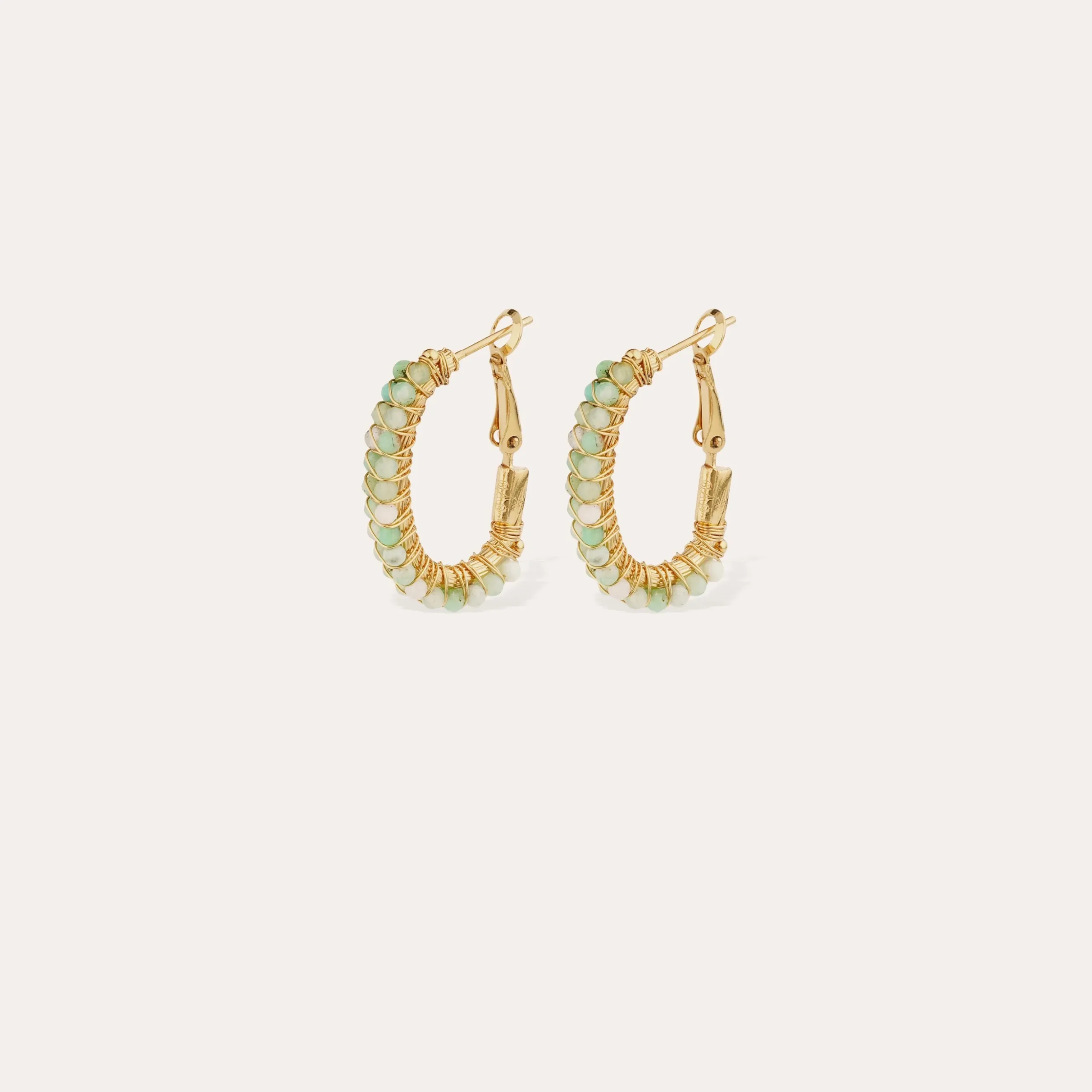 Boucles d'oreilles Créoles Lyre - Calcite bleue