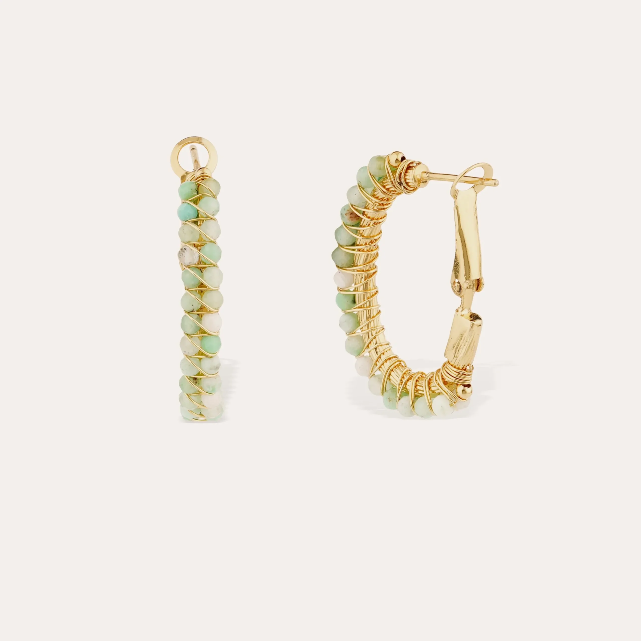 Boucles d'oreilles Créoles Lyre - Calcite bleue