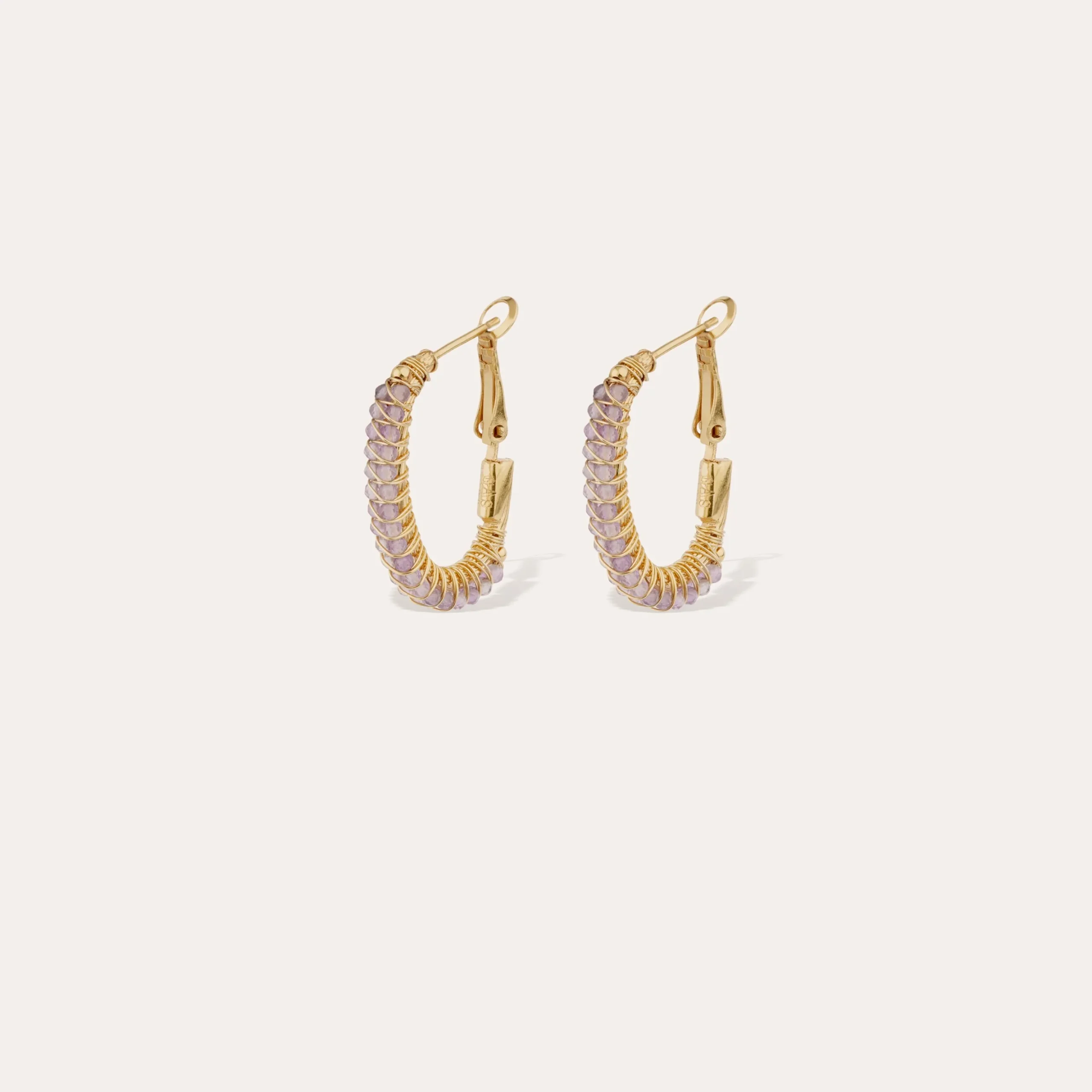 Boucles d'oreilles créoles Lyre - Améthyste