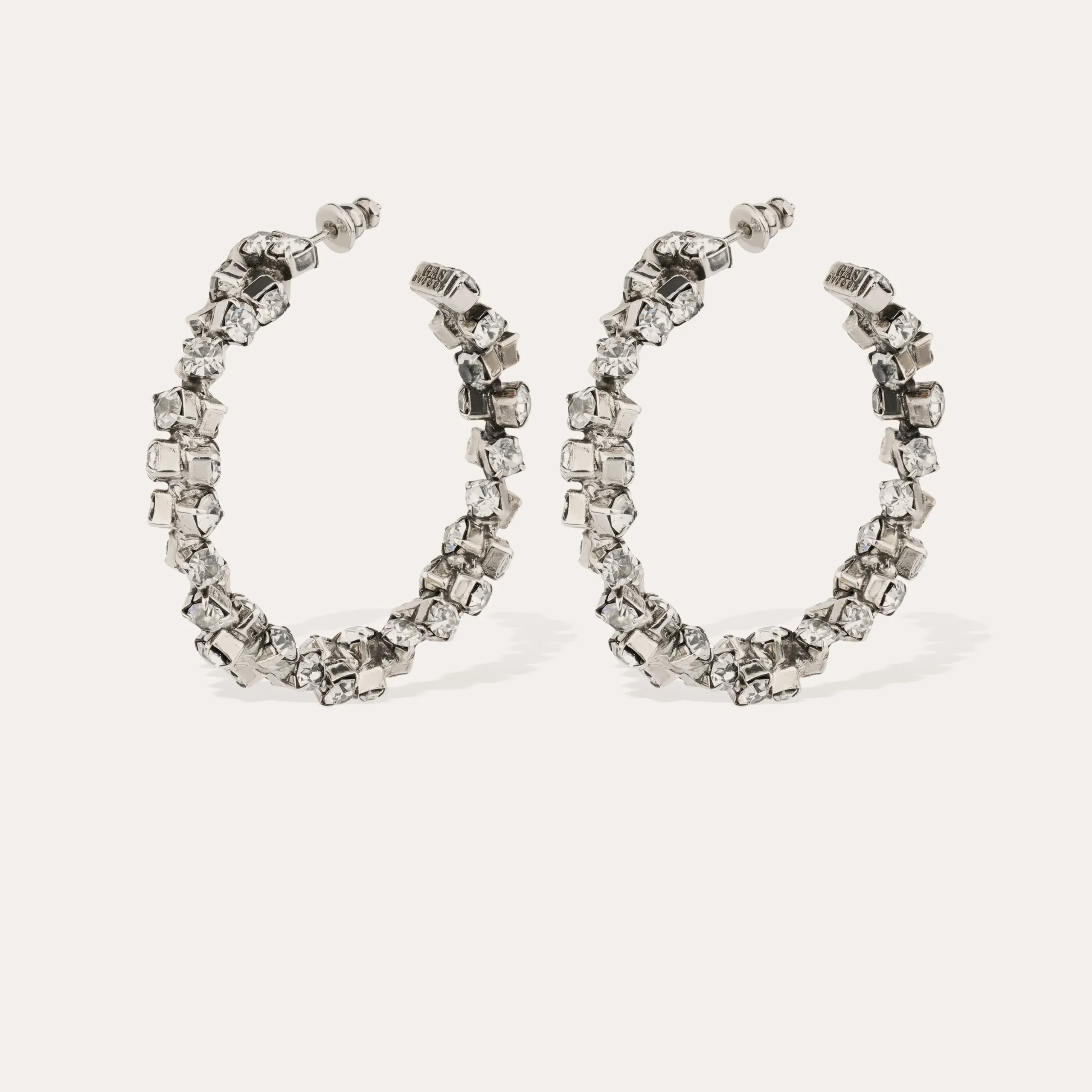 Boucles d'oreilles créoles Trevise finition rhodium