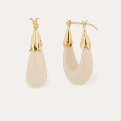 Boucles d'oreilles Écume petit modèle acétate - Ivoire