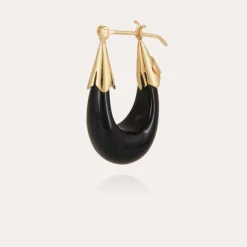 Boucles d'oreilles Écume petit modèle acétate - Noir