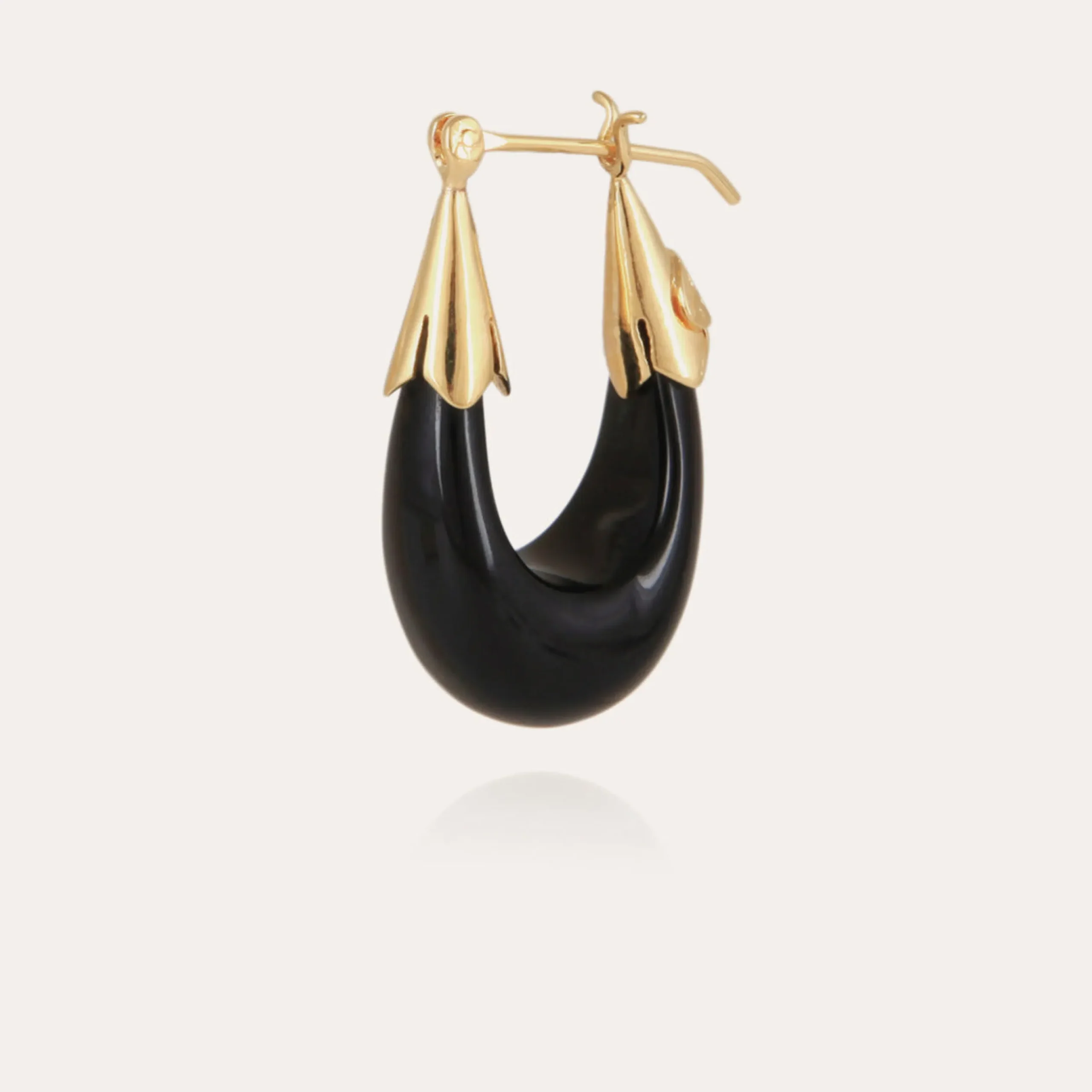 Boucles d'oreilles Écume petit modèle acétate - Noir