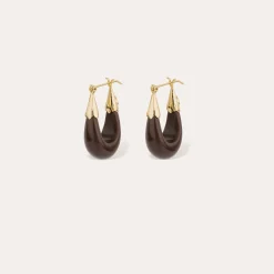 Boucles d'oreilles Ecume petit modèle acétate - Marron
