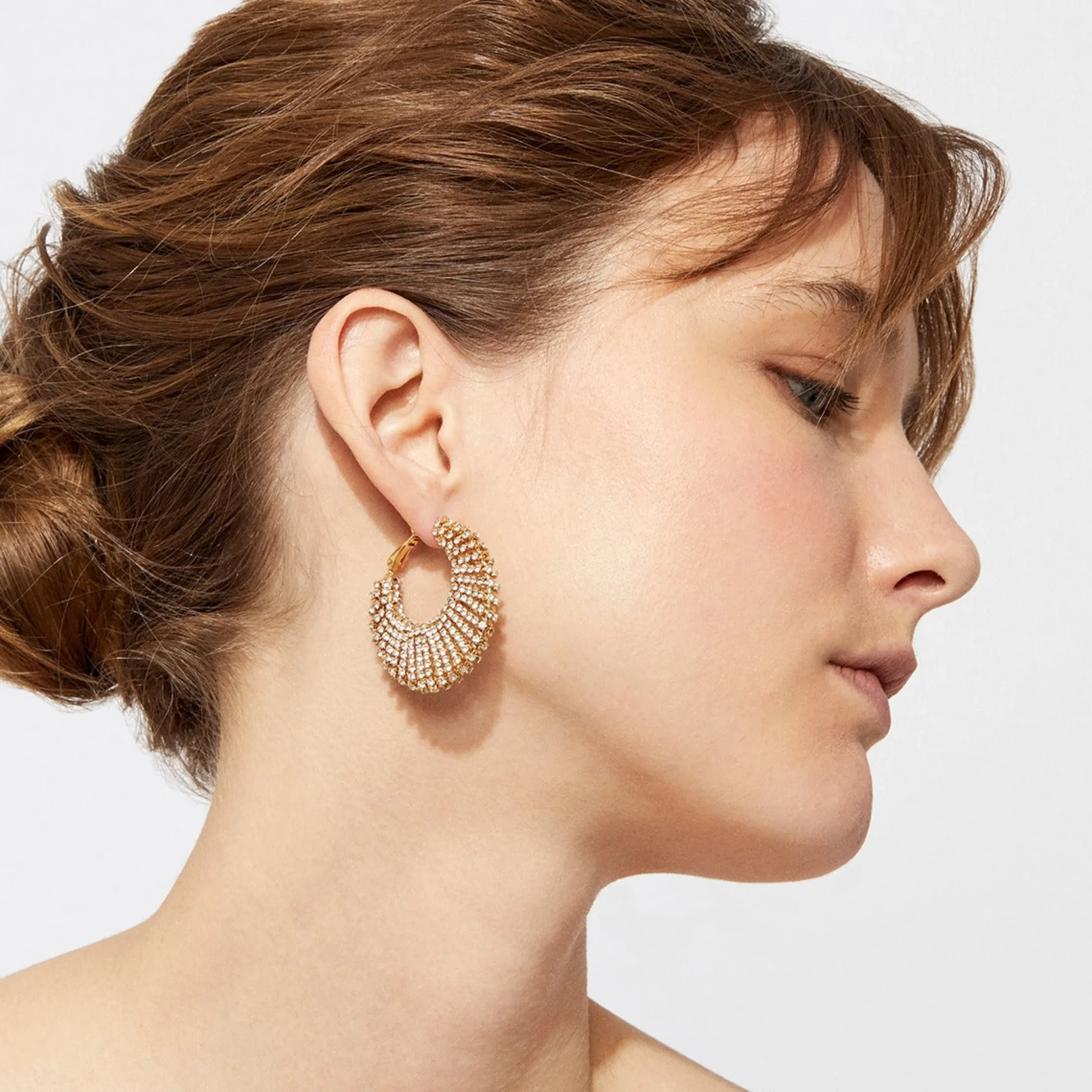 Boucles d'oreilles Izzia strass grand modèle
