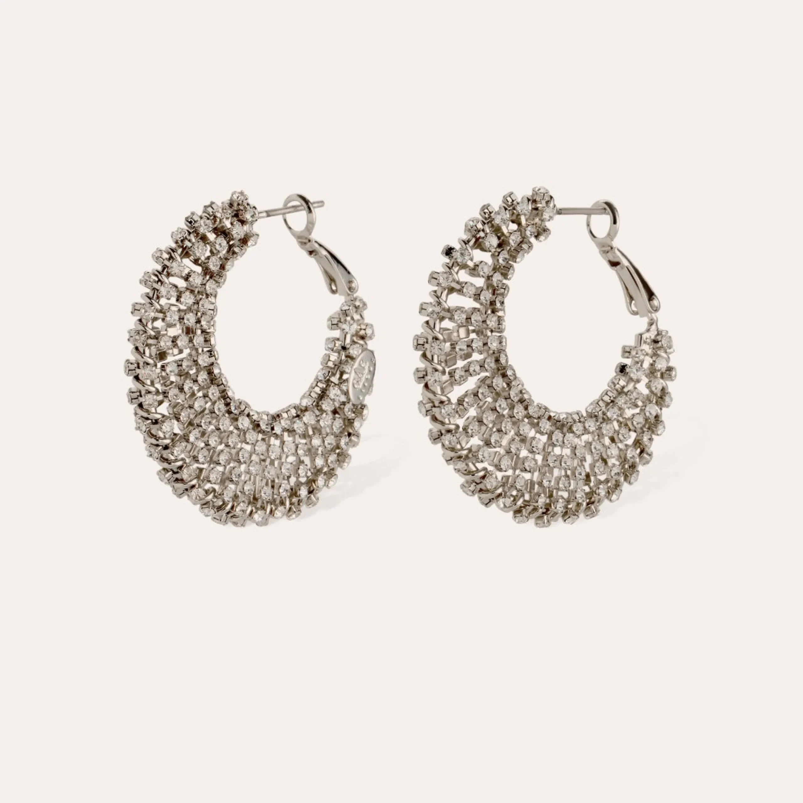 Boucles d'oreilles Izzia strass grand modèle finition rhodium
