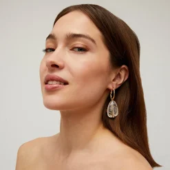 Boucles d'oreilles Lyre Rainbow - Cristal de roche