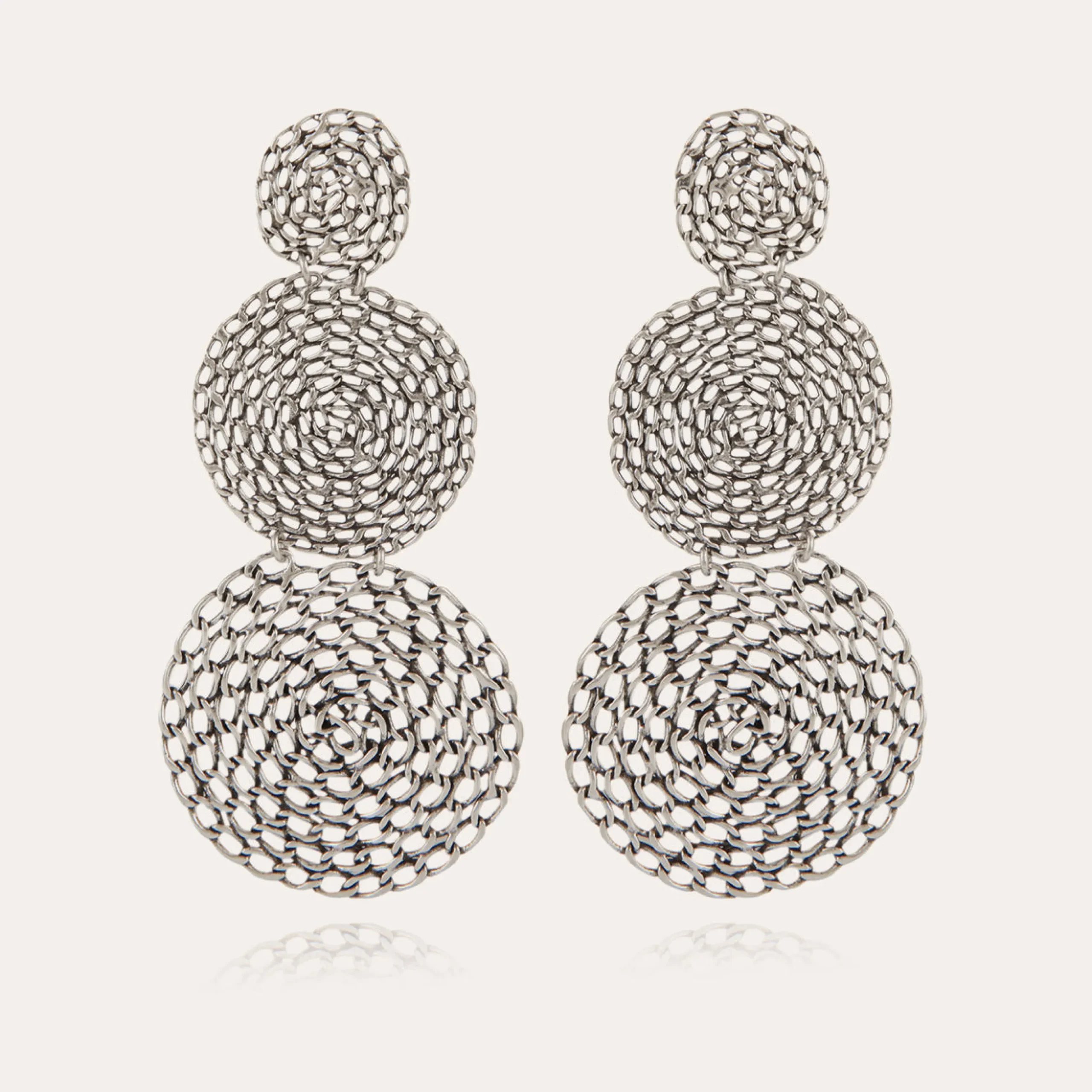 Boucles d'oreilles Onde Gourmette double