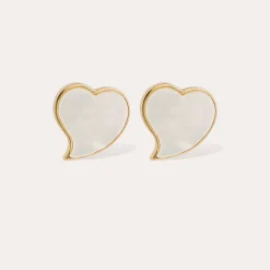 Boucles d'oreilles puces grand modèle Mirage - Nacre blanche