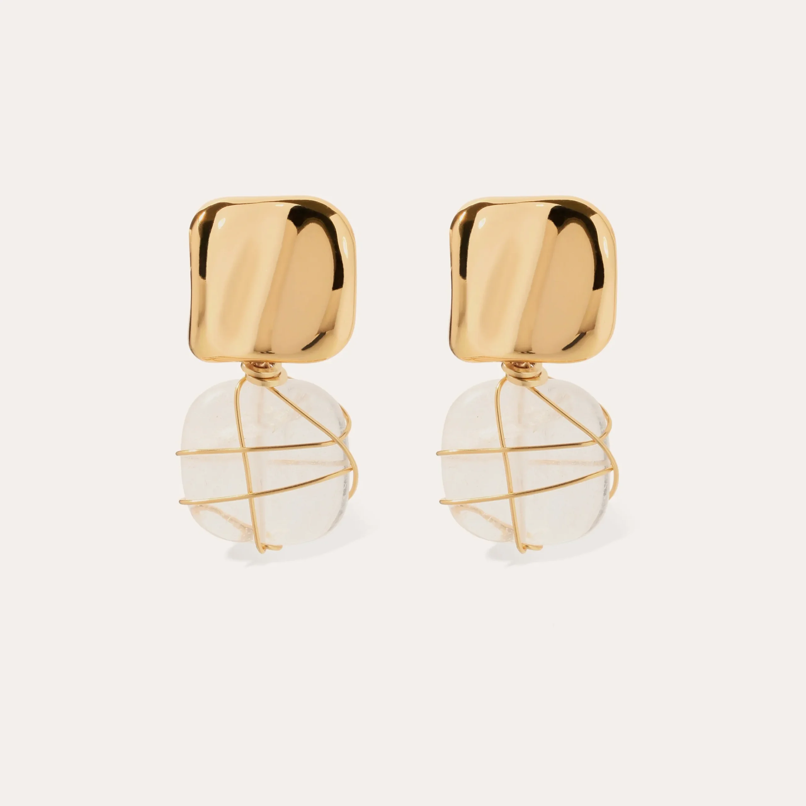 Boucles d'oreilles Rainbow Square - Cristal de roche