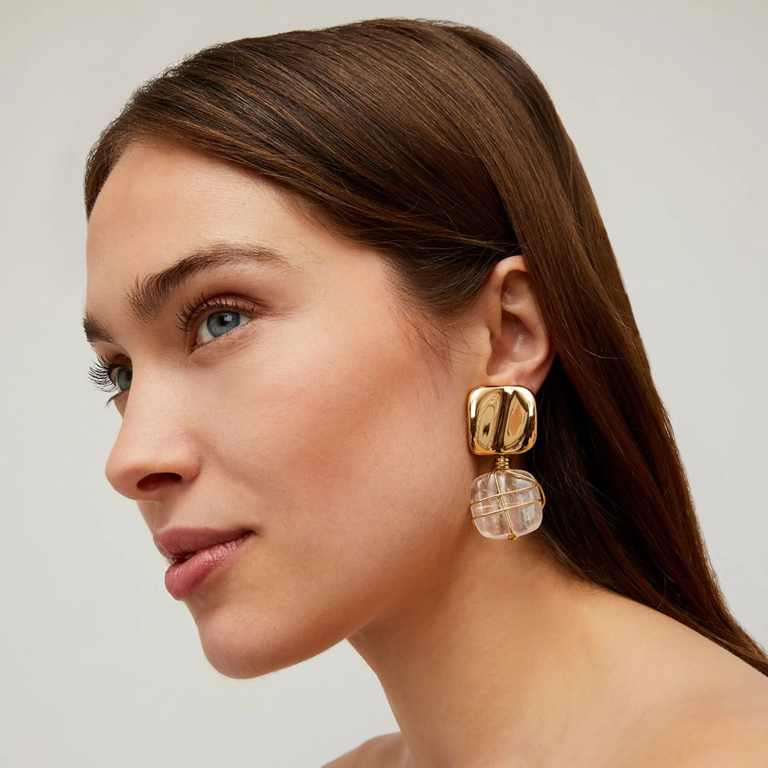 Boucles d'oreilles Rainbow Square - Cristal de roche