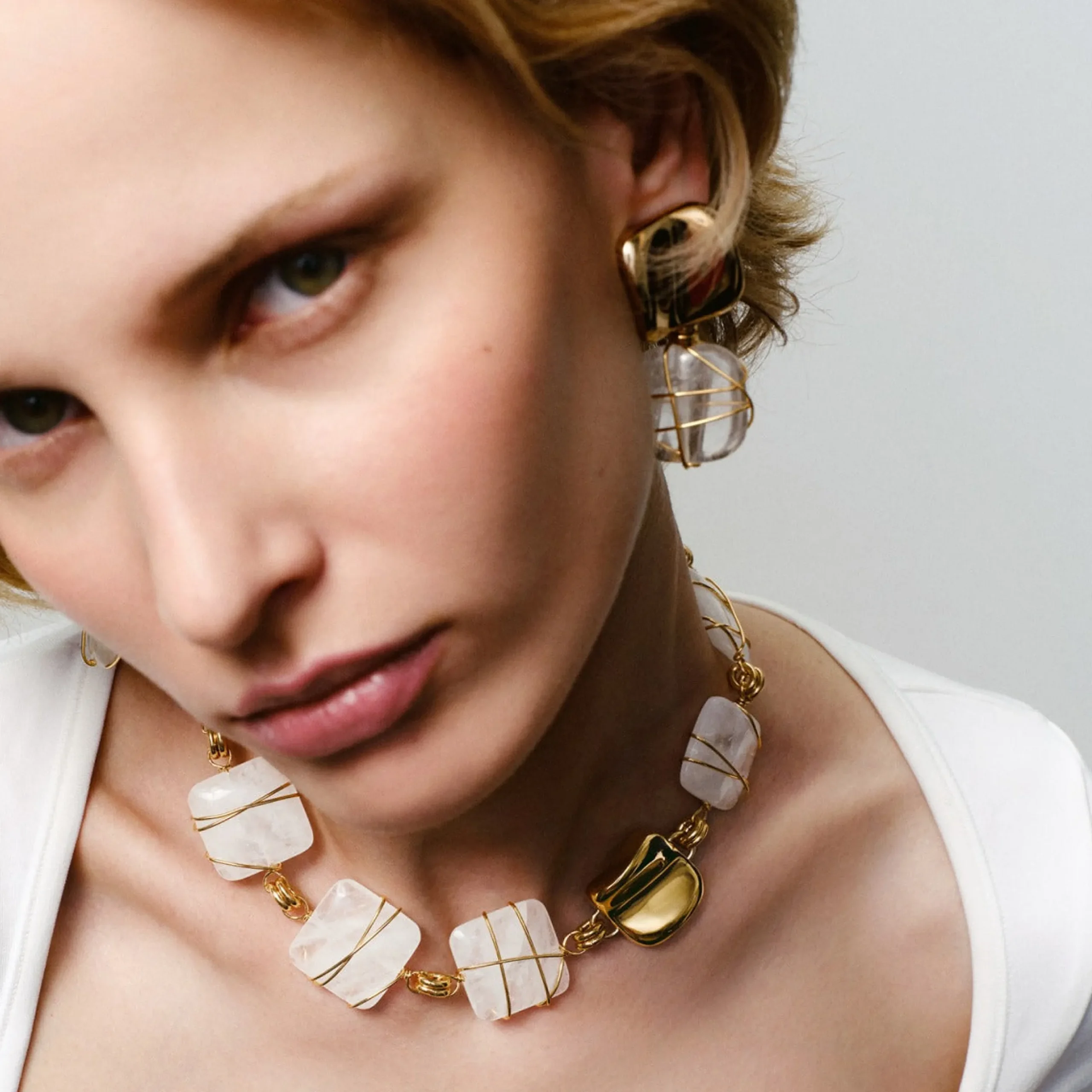 Boucles d'oreilles Rainbow Square - Cristal de roche