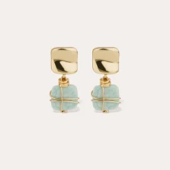 Boucles d'oreilles Rainbow Square petit modèle - Amazonite