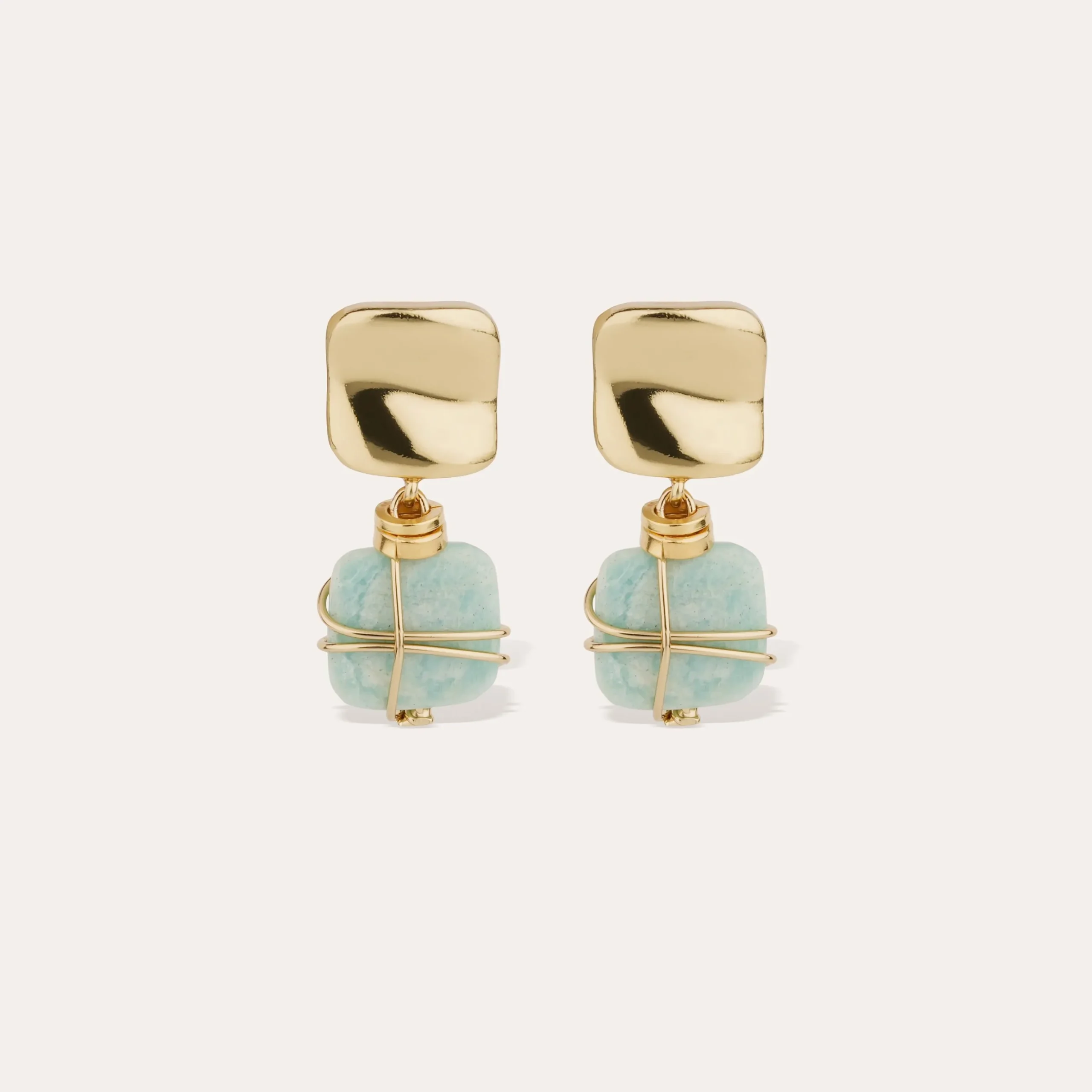 Boucles d'oreilles Rainbow Square petit modèle - Amazonite