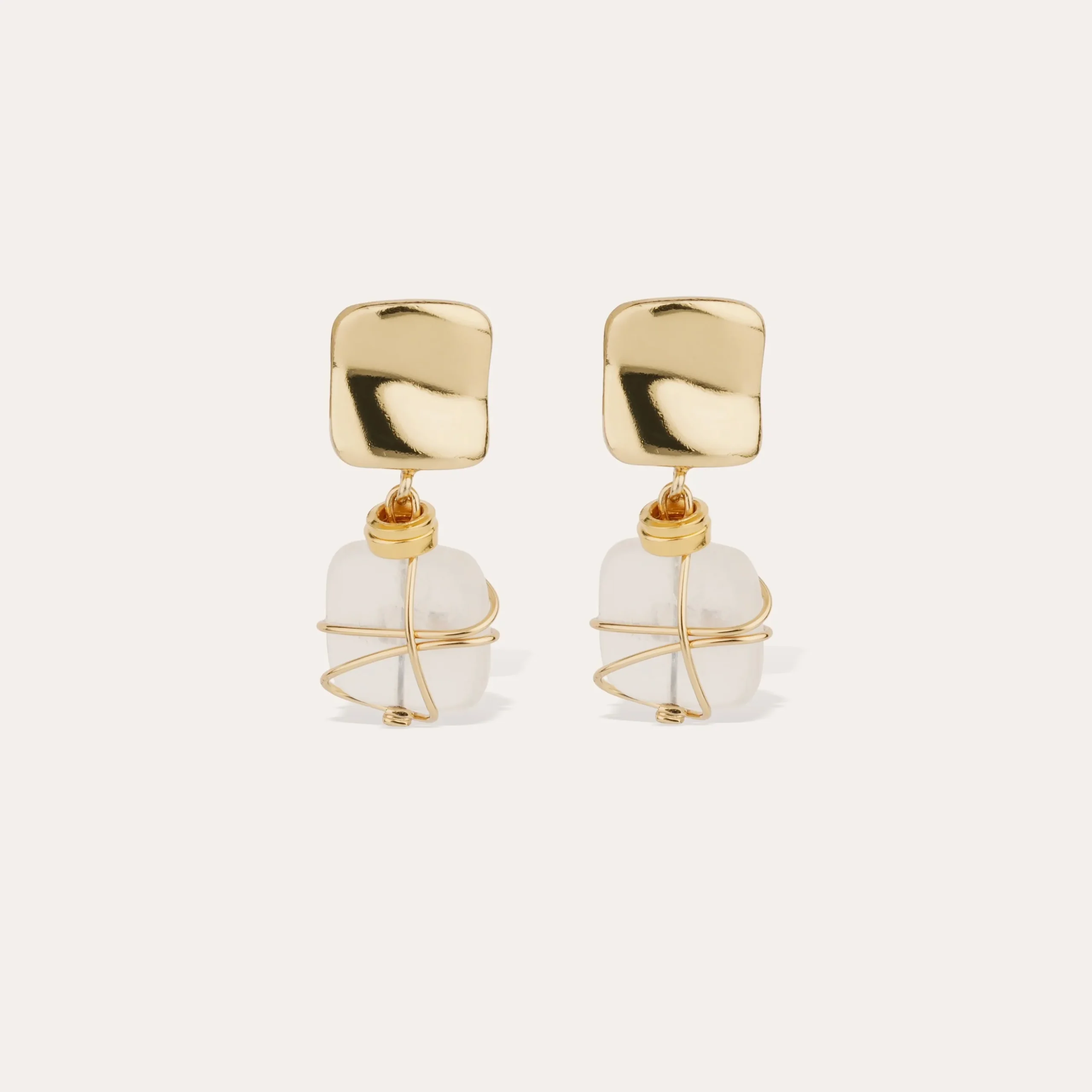 Boucles d'oreilles Rainbow Square petit modèle - Cristal de roche
