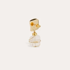 Boucles d'oreilles Rainbow Square petit modèle - Cristal de roche