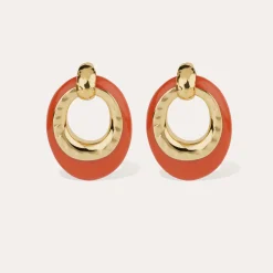Boucles d'oreilles Selva grand modèle acétate - Corail