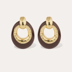 Boucles d'oreilles Selva grand modèle acétate - Marron