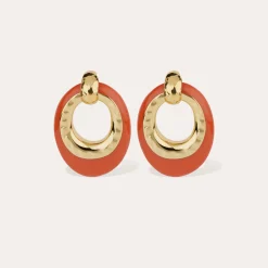 Boucles d'oreilles Selva petit modèle acetate - Corail