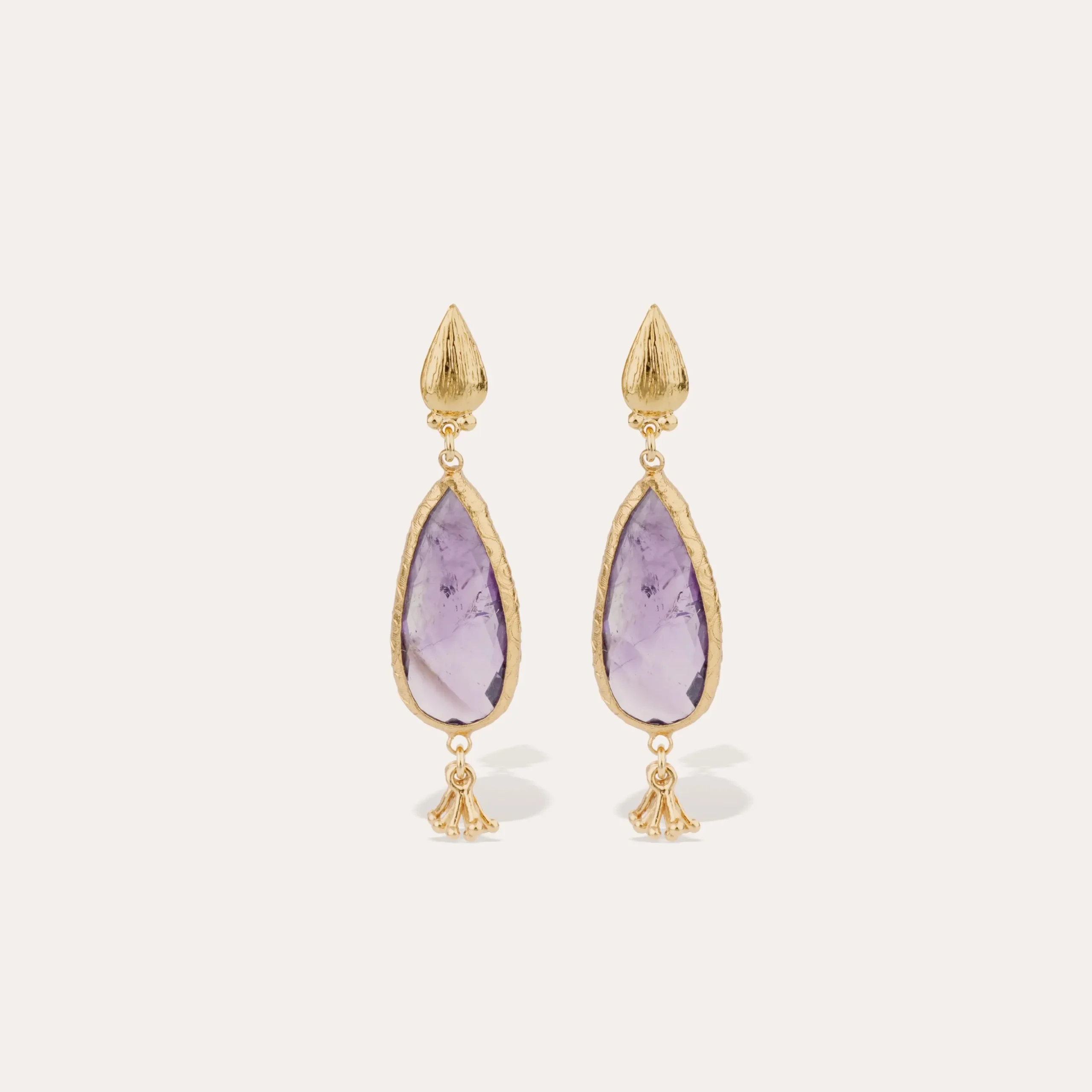 Boucles d'oreilles Serti Goutte petit modèle - Améthyste