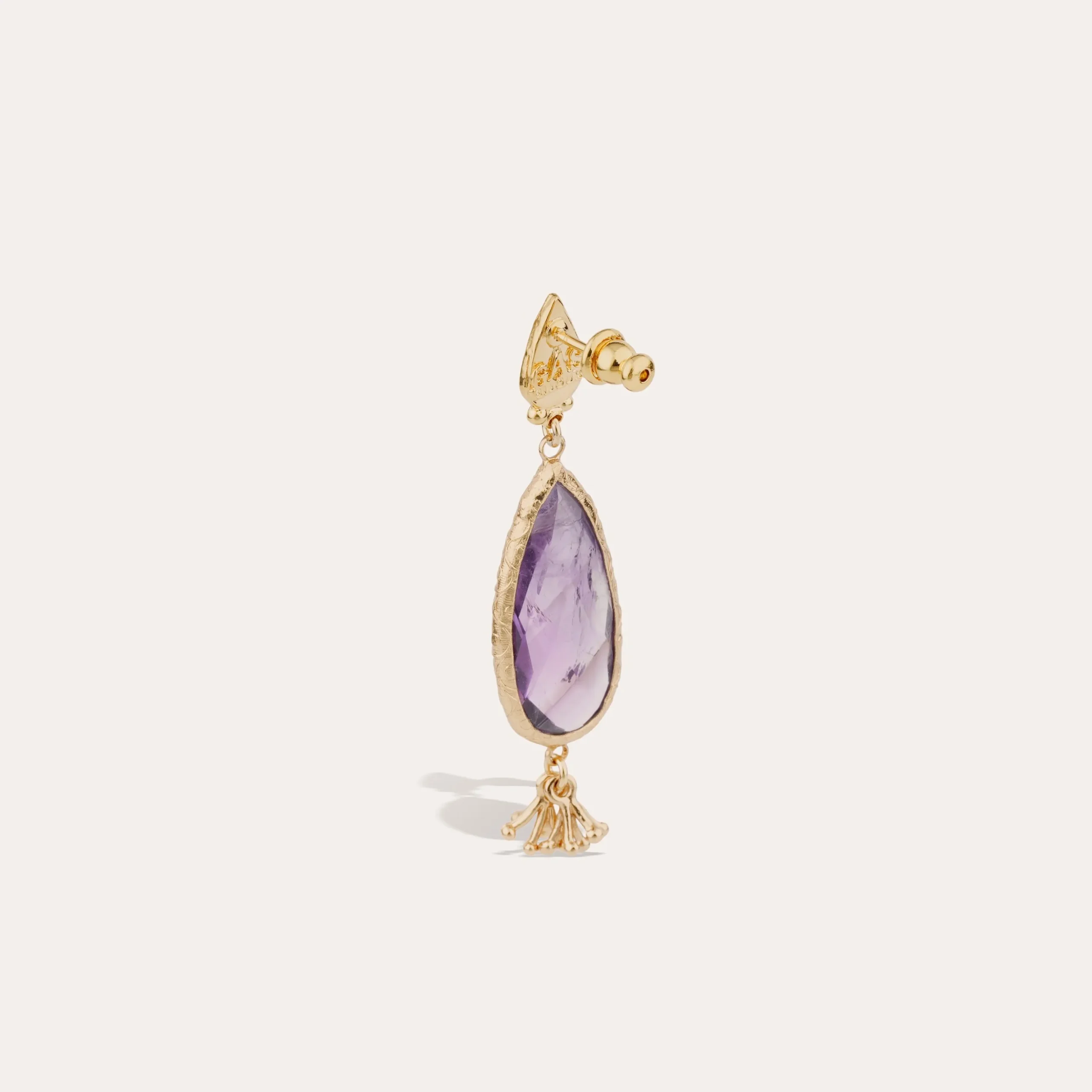 Boucles d'oreilles Serti Goutte petit modèle - Améthyste