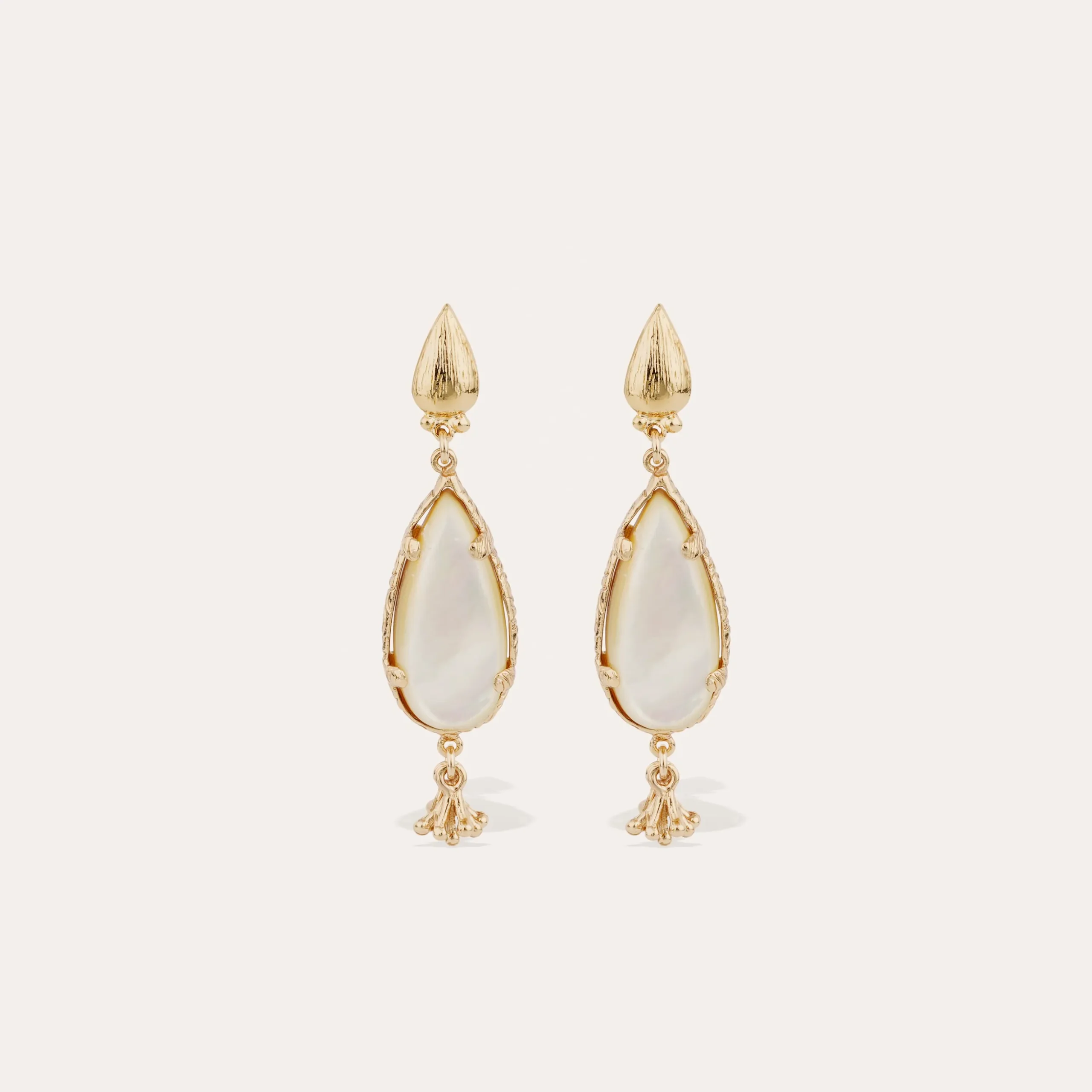 Boucles d'oreilles Serti Goutte petit modèle - Nacre blanche