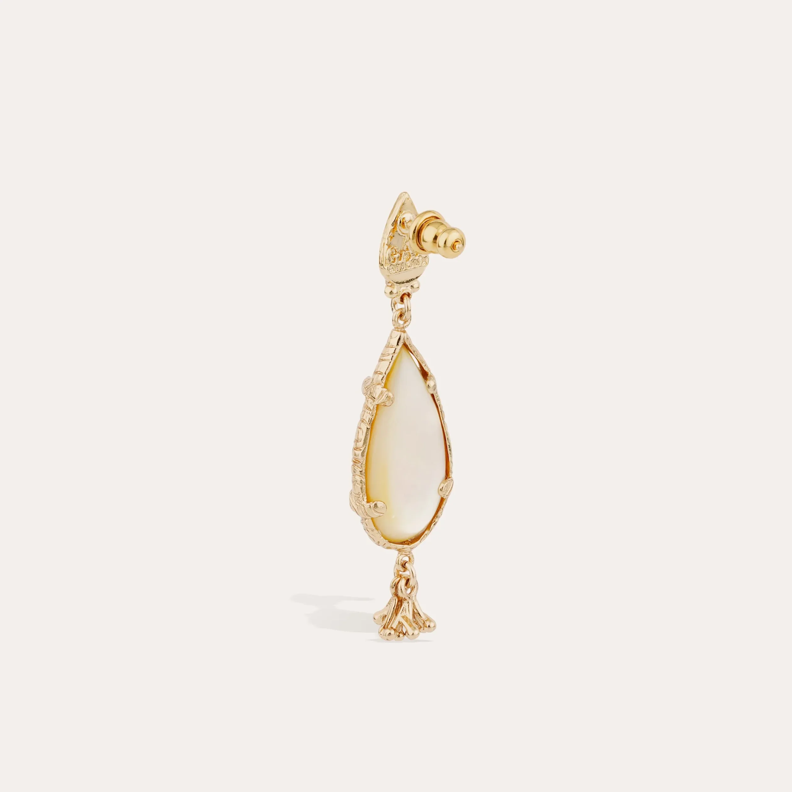 Boucles d'oreilles Serti Goutte petit modèle - Nacre blanche